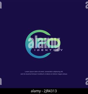 FO Initial letter circular line logo template vector with gradient color Stock Vector