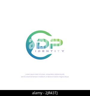 DP Initial letter circular line logo template vector with gradient color Stock Vector