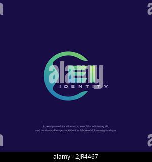 EI Initial letter circular line logo template vector with gradient color Stock Vector