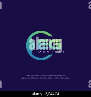EG Initial letter circular line logo template vector with gradient color Stock Vector