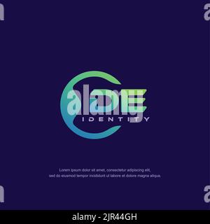 DE Initial letter circular line logo template vector with gradient color Stock Vector