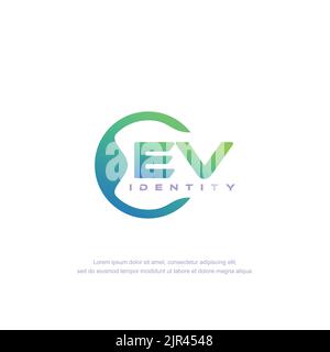 EV Initial letter circular line logo template vector with gradient color Stock Vector