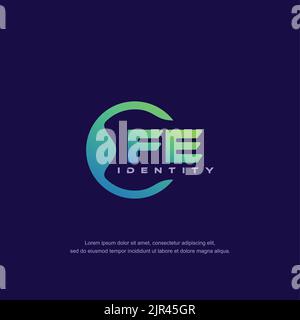 FE Initial letter circular line logo template vector with gradient color Stock Vector