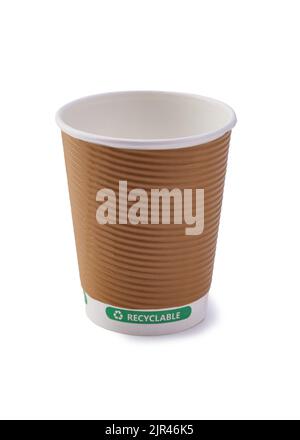 Take Away Recyclable Coffee Cup Isolated on White Stock Photo
