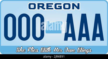 Vehicle license plates marking in Oregon in United States of America, Car plates. Vehicle license numbers of different American states Stock Vector