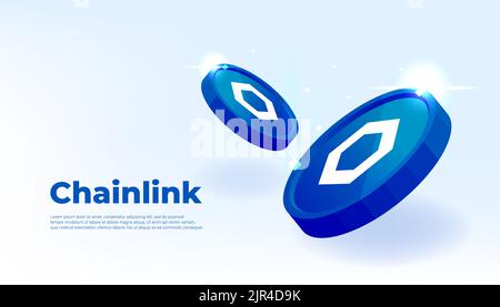 Chainlink coin banner. LINK coin cryptocurrency concept banner background. Stock Vector