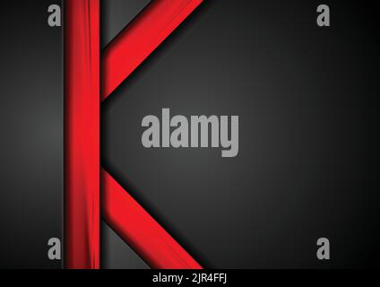 Tech abstract corporate black background with red stripes. Vector contrast graphic template design Stock Vector