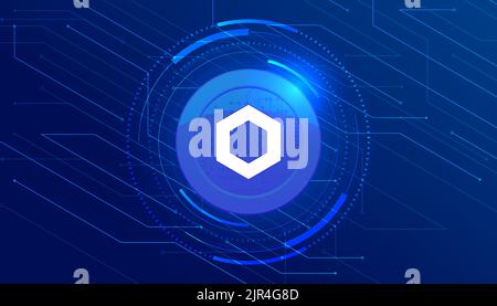LINK coin banner. LINK coin cryptocurrency concept banner background. Stock Vector
