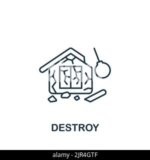 Destroy icon. Line simple line Protest icon for templates, web design and infographics Stock Vector