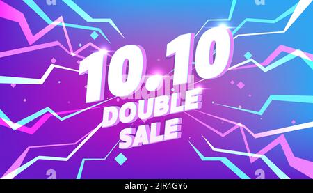 10.10 Online shopping day sale poster or flyer design. Global shopping world day Sale on colorful background. 10.10 Double sale online. Stock Vector