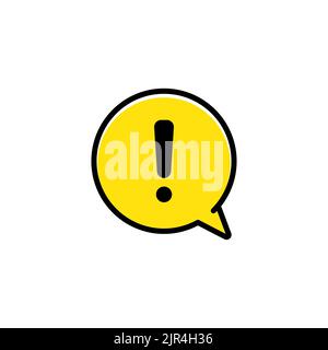 Hazard warning attention sign or exclamation symbol in a yellow speech bubble icon vector. Stock Vector