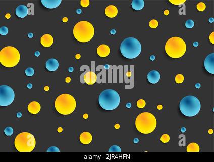 Bright blue and orange 3d balls on black background Stock Vector