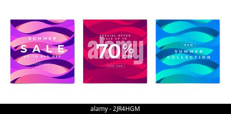 Set of square banner template for social media post and web internet ads. Stock Vector