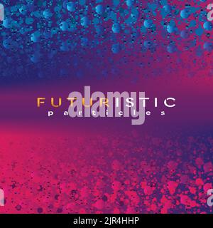 Blue and violet glowing neon futuristic particles abstract background. Vector design Stock Vector