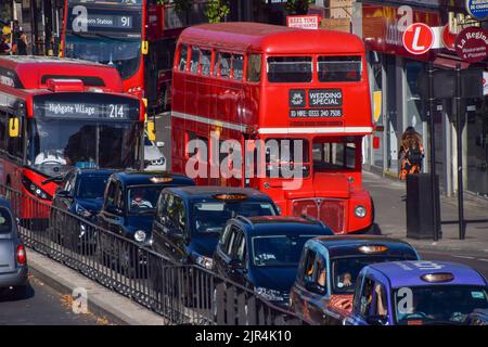 London, UK. 19th August 2022. An old Routemaster double-decker bus in central London. Stock Photo