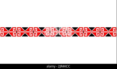 Embroidered good like old handmade cross-stitch ethnic Ukraine pattern. Ukrainian towel ornament, rushnyk called, vector. Stock Vector