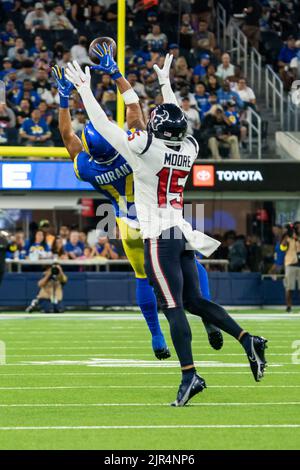 Los Angeles Rams cornerback Cobie Durant (14) enters the field before an  NFL game against the Las Vegas Raiders on Thursday, Dec. 8, 2022, in  Inglewood, Calif. (Dylan Stewart/Image of Sport/Sipa USA) (