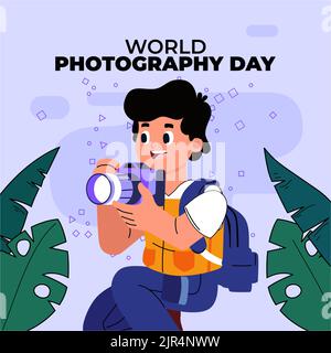 Flat world photography day best Vector illustration Stock Vector