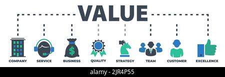 VALUE Concept with icons and signs Stock Vector