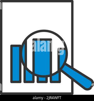 Magnificent Glass On Paper With Chart Icon. Editable Bold Outline With Color Fill Design. Vector Illustration. Stock Vector