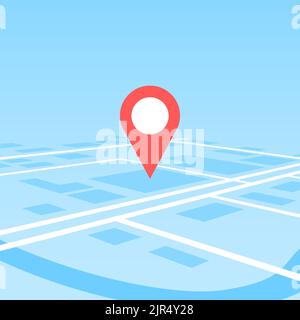 City map with destination. Side view. Stock Vector