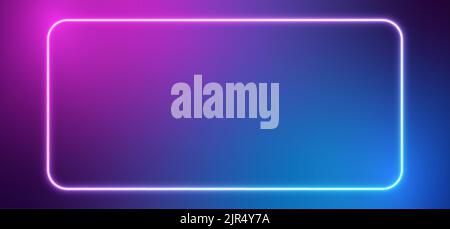 Neon frame with blue-pink gradient. Rectangular glowing border. Stock Vector