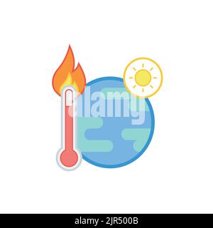 Global warming icon isolated on white background. Vector illustration Stock Vector