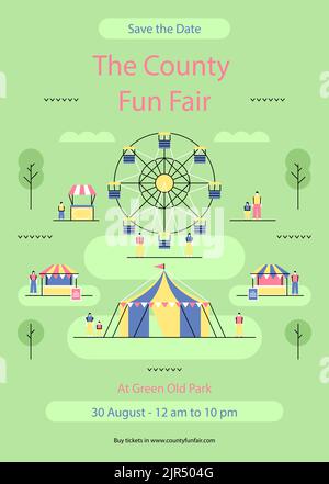 Flat fair celebration vertical poster template Vector illustration ...
