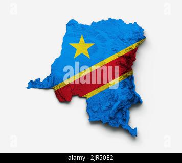 3D rendering of the national flag of Congo waving in the wind Stock ...