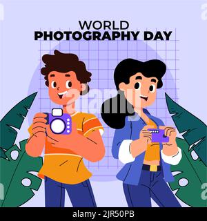 Flat world photography day best Vector illustration Stock Vector