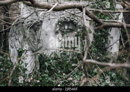Angel of Grief in Old European Cemetery Stock Photo