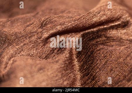 Close-up texture, Brown fabric, Background. Fabric structure, canvas background. Approximation. copy space Stock Photo