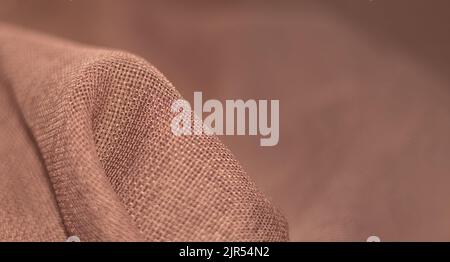 Close-up texture, Brown fabric, Background. Fabric structure, canvas background. Approximation. copy space Stock Photo