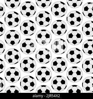 Soccer ball. Seamless vector pattern. Isolated colorless background. Cartoon style. Repeating sports ornament. Balls background. Sports equipment Stock Vector