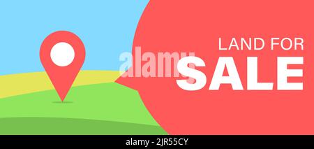 Land for sale vector icon. That tract of land for owned, sale, development, rent, buy. And investment to growth, profit, wealth and value Stock Vector