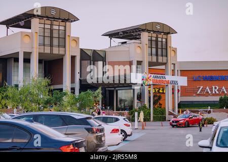 28 June 2022, Antalya, Turkiye: Popular Antalya Migros AVM Shopping Mall and parking lot. Famous Marketplace and trading retail store Stock Photo