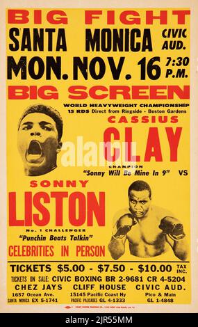 1964-65 Cassius Clay (Muhammad Ali) vs. Sonny Liston Closed-Circuit Fight Poster Stock Photo