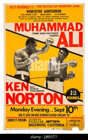 1973 Muhammad Ali vs. Ken Norton II Closed-Circuit Fight Poster Stock Photo
