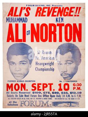 1973 Muhammad Ali vs. Ken Norton II On-Site Fight Poster Stock Photo