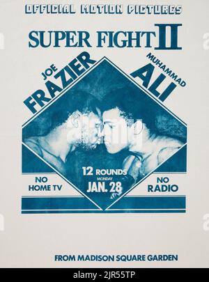 1974 Muhammad Ali vs. Joe Frazier Closed Circuit Fight Poster Stock Photo
