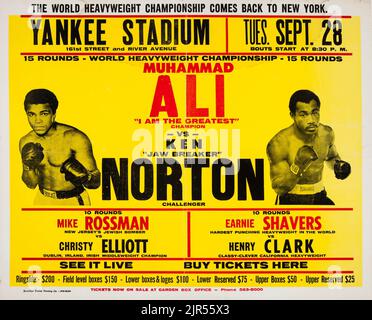 1976 Muhammad Ali vs. Ken Norton On-Site Fight Poster Stock Photo