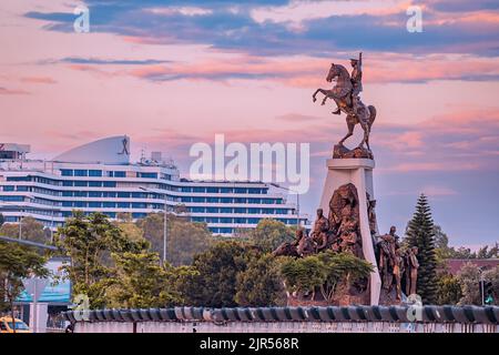 28 June 2022, Antalya, Turkey: Mustafa Kemal Ataturk equestrian statue on a square in Antalya Stock Photo