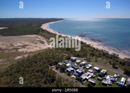 Aerial of Southend the only village on Curtis Island Queensland Australia Stock Photo