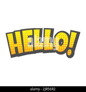 Hello! 3d letters with halftone vector. Hello lettering colorful pop art. Stock Vector