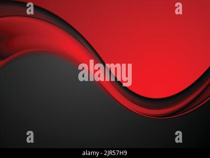 Red and black contrast smooth waves corporate abstract background. Vector design Stock Vector