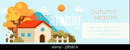 Flat horizontal banners set for autumn celebration Vector illustration Stock Vector