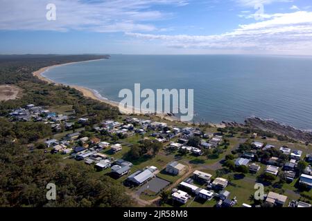 Aerial of Southend the only village on Curtis Island Queensland Australia Stock Photo