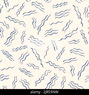 Hand Drawn Artsy Waves Vector Seamless Pattern Stock Vector