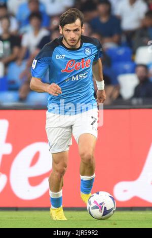 Khvicha Kvaratskhelia of SSC Napoli in action during UEFA Champions