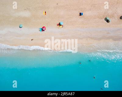 directly above view of egremni beach at Lefkada island, Greece Stock Photo